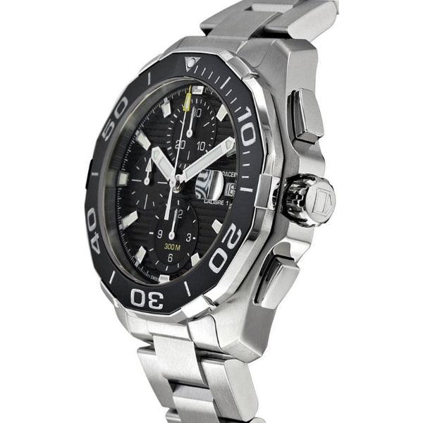 Shop Tag Heuer Aquaracer Calibre 16 Day-Date Black Dial Silver Steel Strap Watch for Men - CAY211A.BA0927 in USA