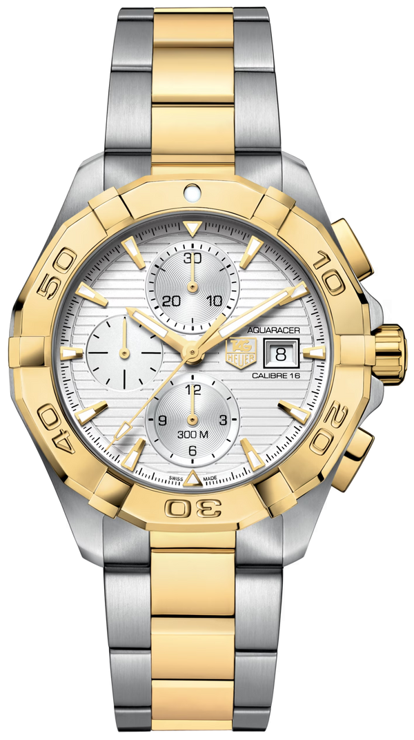 Shop Tag Heuer Aquaracer Caliber 16 Automatic White Dial Two Tone Steel Strap Watch for Men - CAY2121.BB0923 in USA