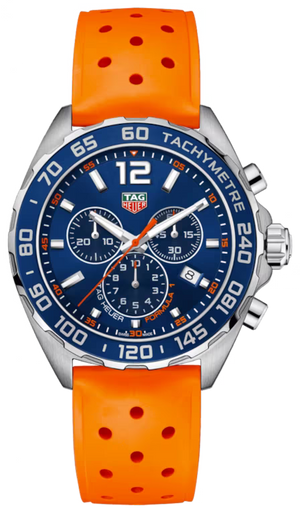 Tag Heuer Formula 1 Quartz Chronograph Blue Dial Orange Rubber Strap Watch for Men - CAZ1014.FT8028