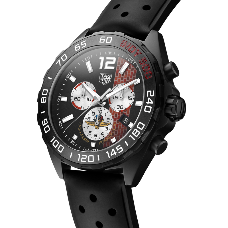 Tag Heuer Formula 1 Indy 500 Limited Edition Chronograph Black Dial Black Rubber Strap Watch for Men - CAZ101AD.FT8024