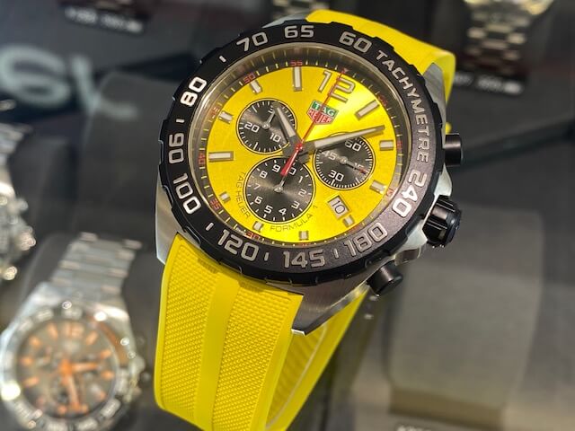 Tag Heuer Formula 1 Chronograph Yellow Dial Yellow Rubber Strap Watch for Men - CAZ101AM.FT8054