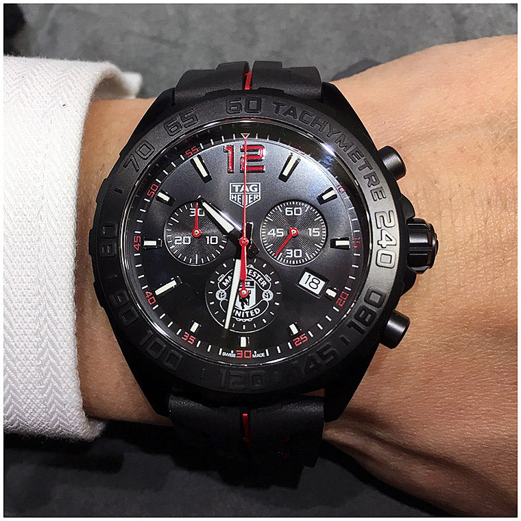 Tag Heuer Formula 1 Manchester United Limited Edition Black Dial Black & Red Rubber Strap Watch for Men - CAZ101J.FT8027 Buy Now By Tag Heuer