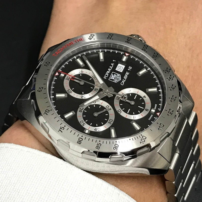 Tag Heuer Formula 1 Calibre 16 Automatic Chronograph Black Dial Silver Steel Strap Watch for Men - CAZ2010.BA0876 Buy Now By Tag Heuer