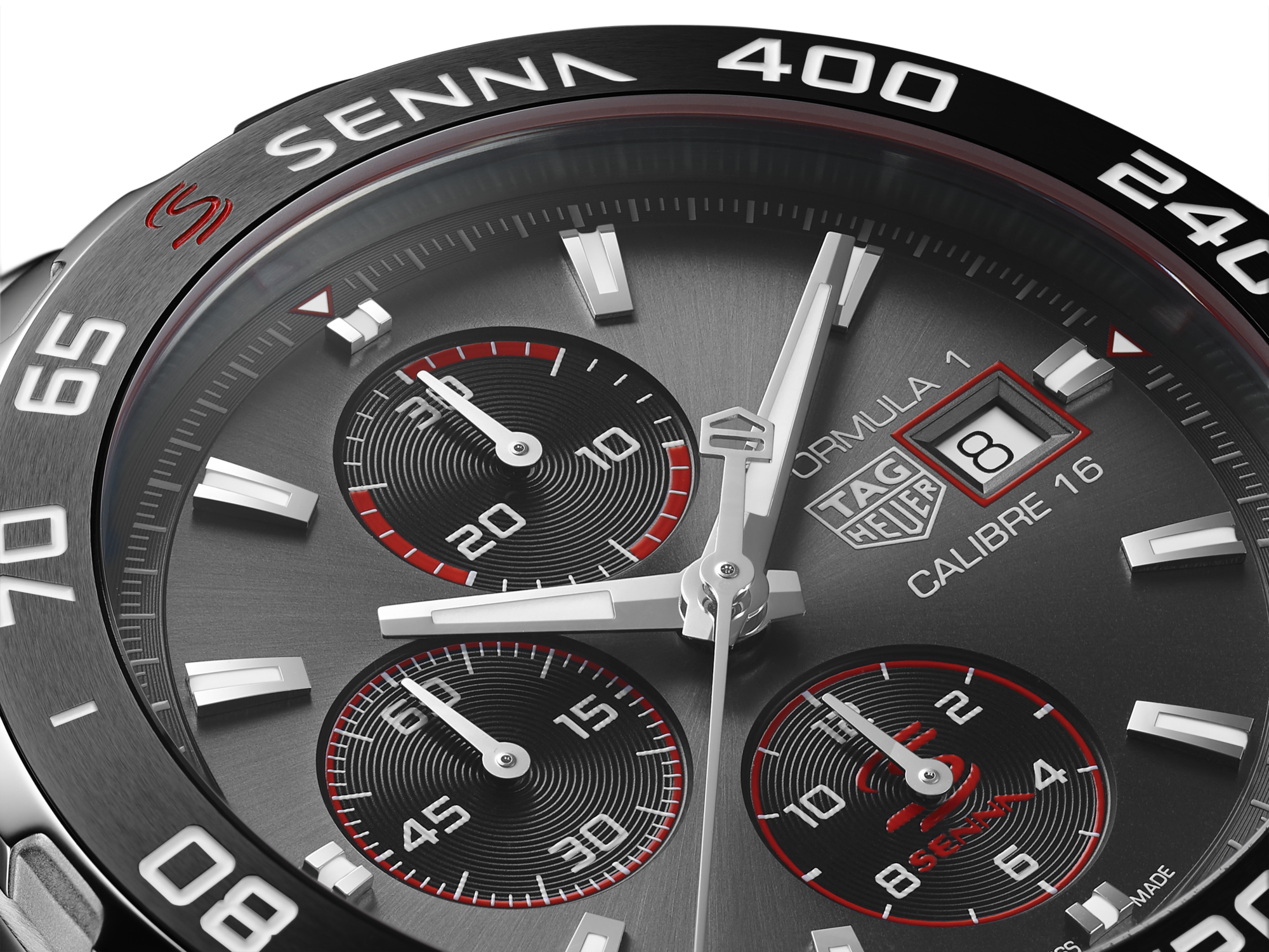 Tag Heuer Formula 1 Chronograph Senna Grey Dial Silver Steel Strap Watch for Men - CAZ201D.BA0633