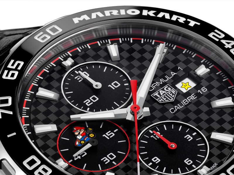 Shop Tag Heuer Formula 1 Mario Kart Chronograph Black Dial Black Leather Strap Watch for Men - CAZ201E.FC6517 in USA