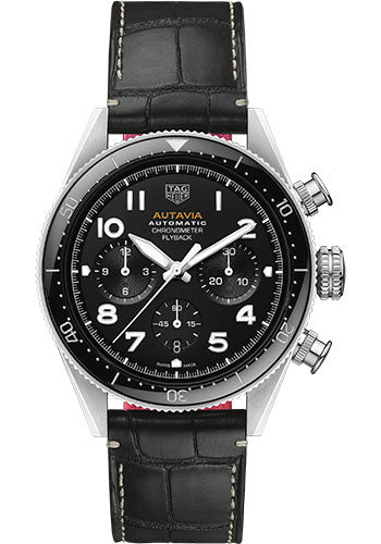 Tag Heuer Autavia Chronometer Flyback Automatic Chronograph Black Dial Black Leather Strap Watch for Men - CBE511A.FC8279 Buy Now By Tag Heuer
