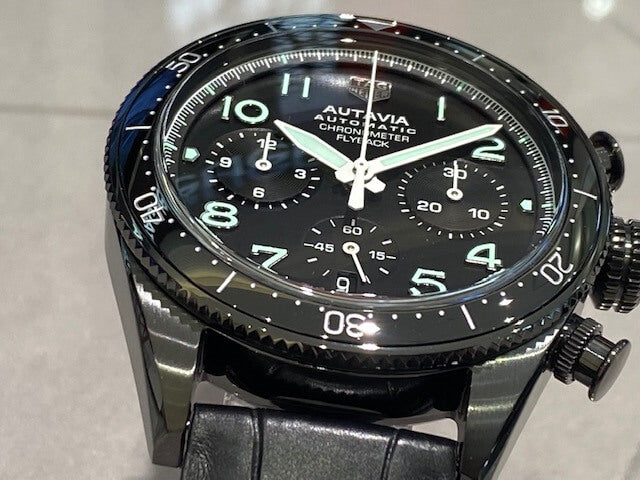 Tag Heuer Autavia Chronometer Flyback Chronograph Black Dial Black Leather Strap Watch for Men - CBE511C.FC8280 Buy Now By Tag Heuer
