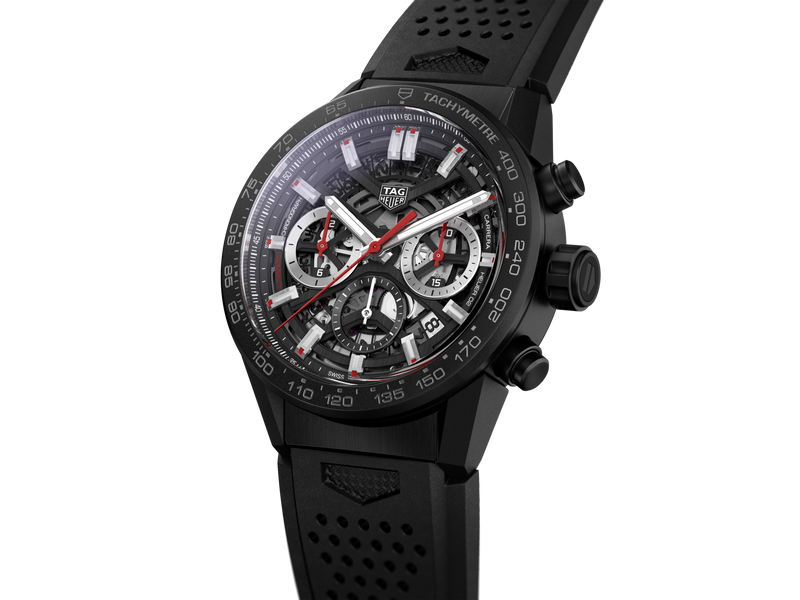 Tag Heuer Carrera Chronograph Steel & Ceramic Black Dial Black Rubber Strap Watch for Men - CBG2090.FT6145 Buy Now By Tag Heuer