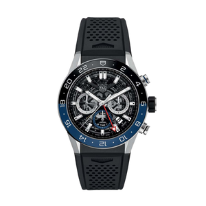 Tag Heuer Carrera Automatic Chronograph Steel & Ceramic Black Dial Black Rubber Strap Watch for Men - CBG2A1Z.FT6157