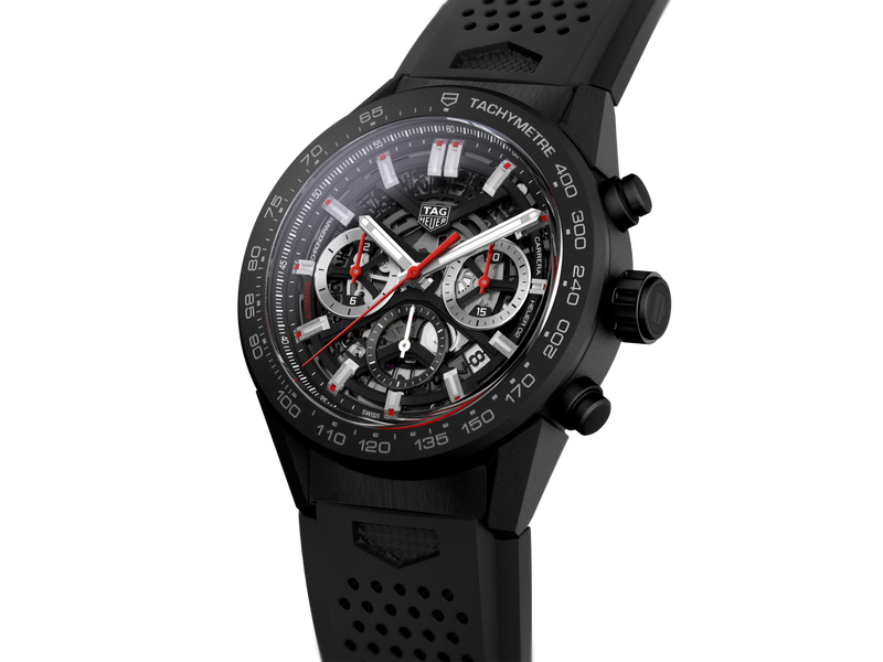 Tag Heuer Carrera Automatic Chronograph Black Dial Black Rubber Strap Watch for Men - CBG2A90.FT6173 Buy Now By Tag Heuer