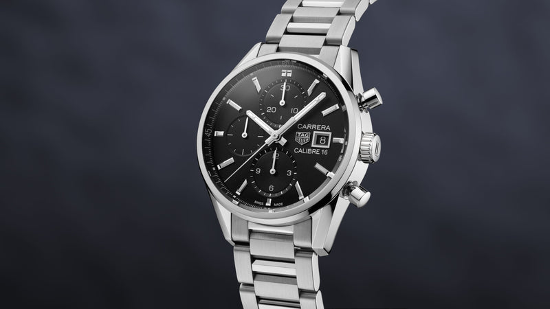 Tag Heuer Carrera Automatic Chronograph Black Dial Silver Steel Strap Watch for Men - CBK2110.BA0715 Buy Now By Tag Heuer