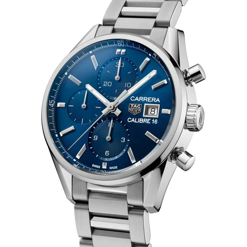 Tag Heuer Carrera Chronograph 41mm Blue Dial Silver Steel Strap Watch for Men - CBK2112.BA0715 Buy Now By Tag Heuer