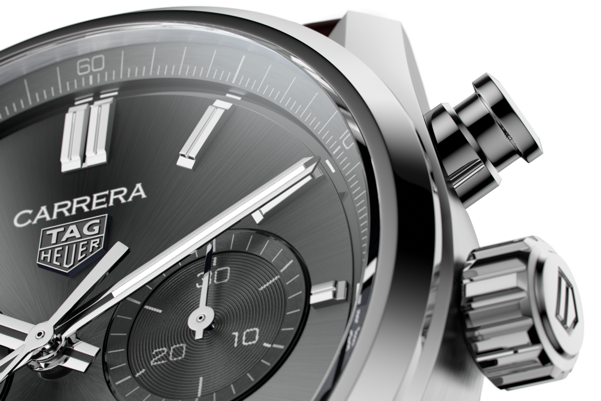 Tag Heuer Carrera Chronograph Grey Dial Brown Leather Strap Watch for Men - CBN2012.FC6483
