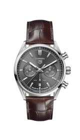 Tag Heuer Carrera Chronograph Grey Dial Brown Leather Strap Watch for Men - CBN2012.FC6483 Buy Now By Tag Heuer