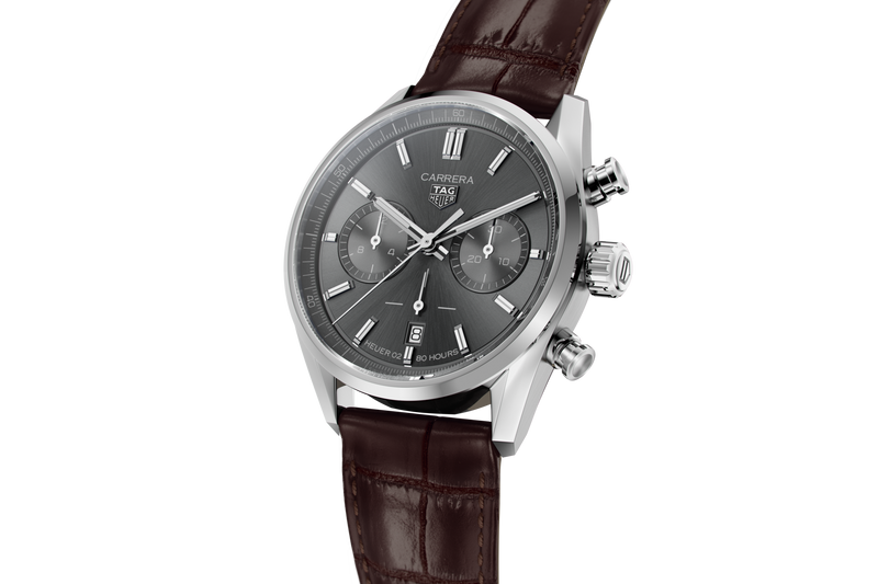 Tag Heuer Carrera Chronograph Grey Dial Brown Leather Strap Watch for Men - CBN2012.FC6483 Buy Now By Tag Heuer