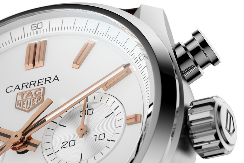 Tag Heuer Carrera Chronograph White Dial Brown Leather Strap Watch for Men - CBN2013.FC6483 Buy Now By Tag Heuer