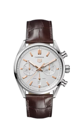 Tag Heuer Carrera Chronograph White Dial Brown Leather Strap Watch for Men - CBN2013.FC6483 Buy Now By Tag Heuer