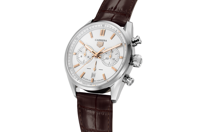 Tag Heuer Carrera Chronograph White Dial Brown Leather Strap Watch for Men - CBN2013.FC6483 Buy Now By Tag Heuer