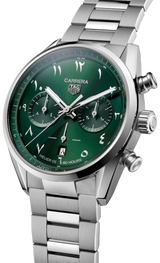 Tag Heuer Carrera Automatic Chronograph Limited Edition Green Dial Silver Steel Strap Watch for Men - CBN2014.EB0240 Buy Now By Tag Heuer