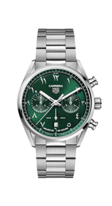 Tag Heuer Carrera Automatic Chronograph Limited Edition Green Dial Silver Steel Strap Watch for Men - CBN2014.EB0240 Buy Now By Tag Heuer
