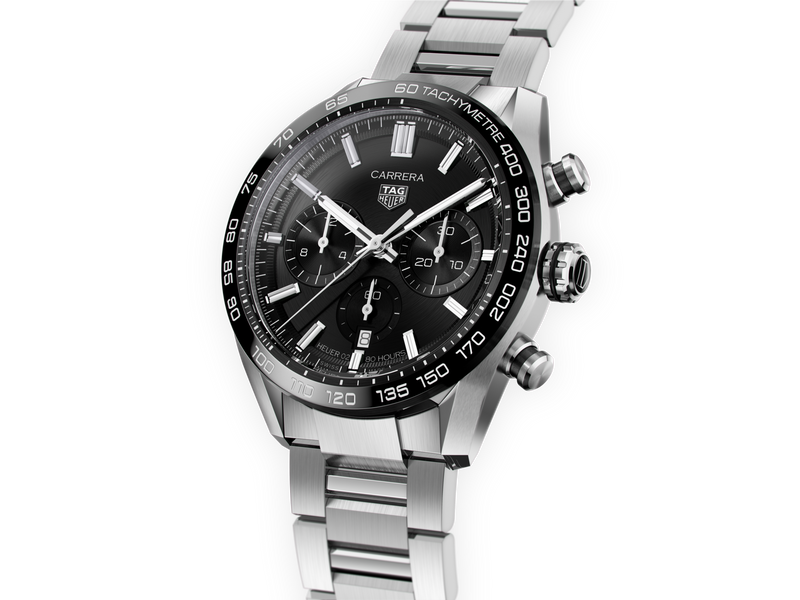 Tag Heuer Carrera Automatic Chronograph Black Dial Silver Steel Strap Watch for Men - CBN2A1B.BA0643 Buy Now By Tag Heuer