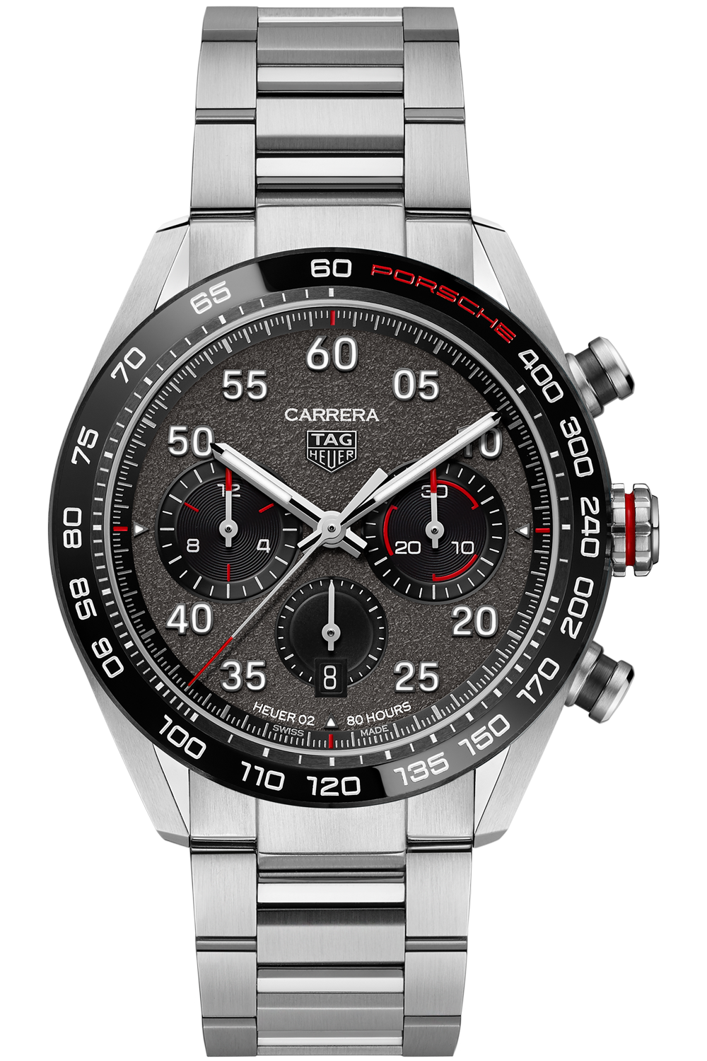 Tag Heuer Carrera Porsche Chronograph Grey Dial Silver Steel Strap Watch for Men - CBN2A1F.BA0643