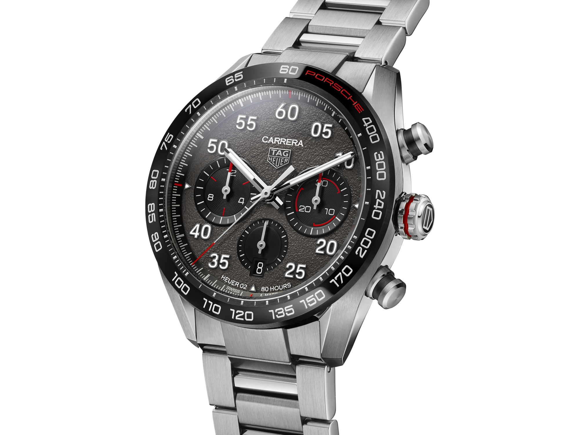 Tag Heuer Carrera Porsche Chronograph Grey Dial Silver Steel Strap Watch for Men - CBN2A1F.BA0643