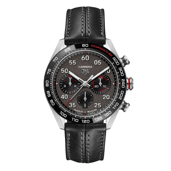 Tag Heuer Carrera Porsche Chronograph Special Edition Black Dial Black Leather Strap Watch for Men - CBN2A1F.FC6492 Buy Now By Tag Heuer