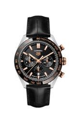 Tag Heuer Carrera Chronograph Black Dial Black Leather Strap Watch for Men - CBN2A5A.FC6481 Buy Now By Tag Heuer