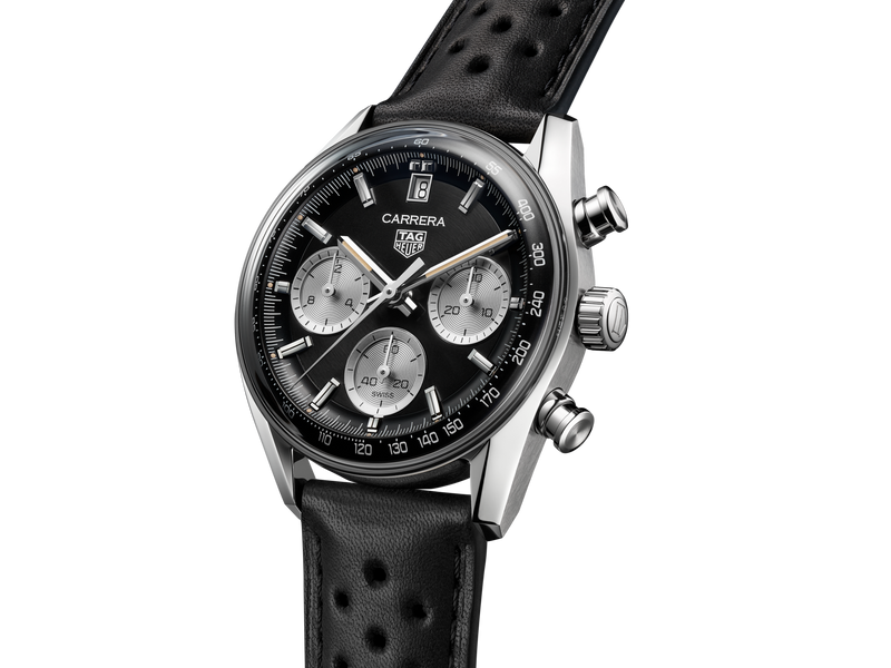 Tag Heuer Carrera Automatic Chronograph Black Dial Black Leather Strap Watch for Men - CBS2210.FC6534 Buy Now By Tag Heuer