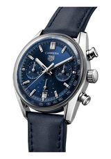 Tag Heuer Carrera Chronograph Blue Dial Blue Leather Strap Watch for Men - CBS2212.FC6535 Buy Now By Tag Heuer