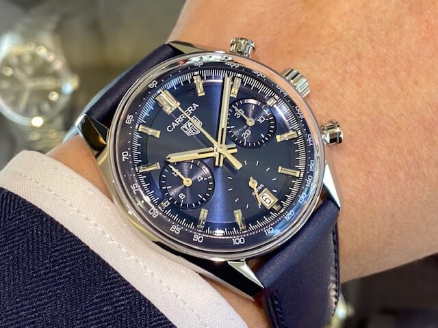 Tag Heuer Carrera Chronograph Blue Dial Blue Leather Strap Watch for Men - CBS2212.FC6535 Buy Now By Tag Heuer