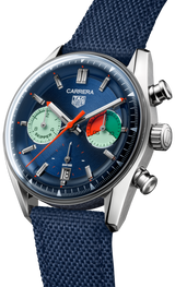 Tag Heuer Carrera Skipper Automatic Chronograph Blue Dial Blue Nylon Strap Watch for Men - CBS2213.FN6002 Buy Now By Tag Heuer
