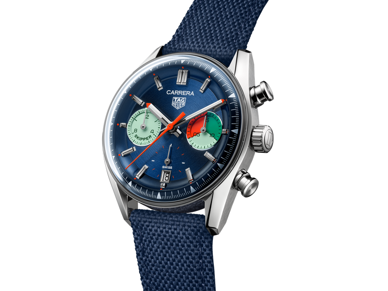Tag Heuer Carrera Skipper Automatic Chronograph Blue Dial Blue Nylon Strap Watch for Men - CBS2213.FN6002 Buy Now By Tag Heuer