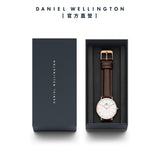 Daniel Wellington Classic Bristol White Dial Brown Leather Strap Watch For Women - DW00100039