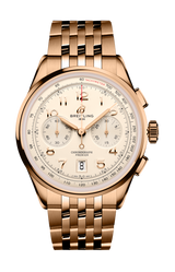 Breitling Premier B01 Chronograph 42 White Dial Rose Gold Steel Strap Watch for Men - RB0145371G1R1