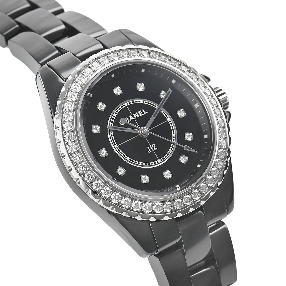 Chanel J12 Quartz Diamond Black Dial Black Steel Strap Watch for Women - J12 H6419