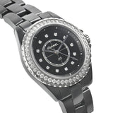 Chanel J12 Quartz Diamond Black Dial Black Steel Strap Watch for Women - J12 H6419