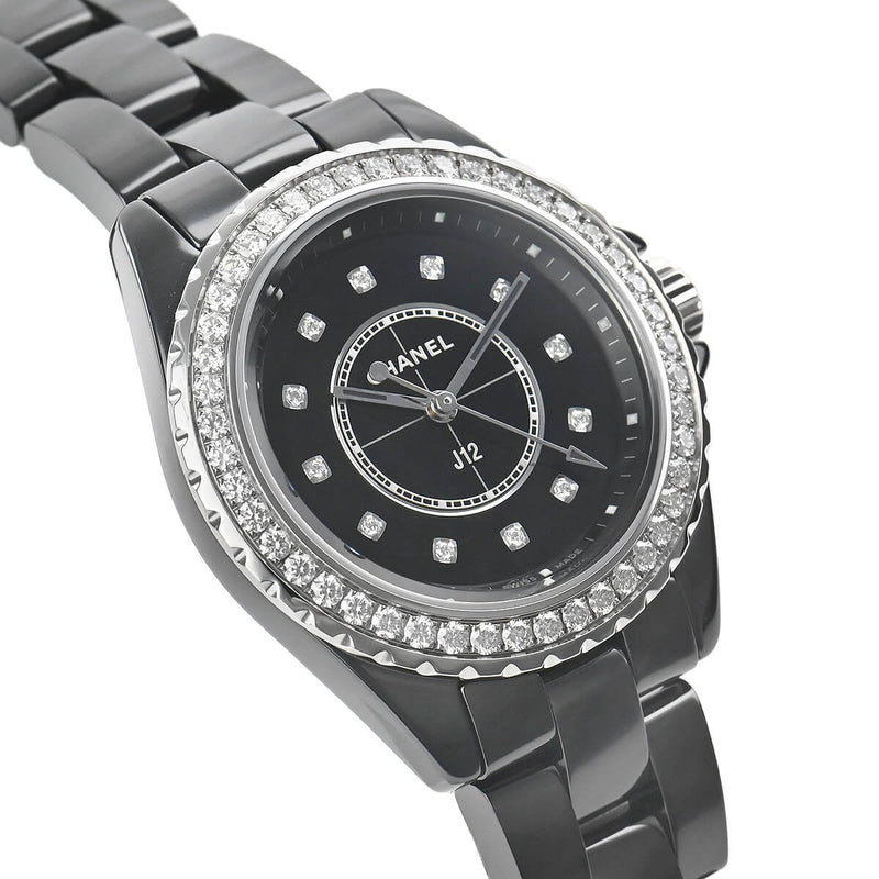 Chanel J12 Quartz Diamond Black Dial Black Steel Strap Watch for Women - J12 H6419