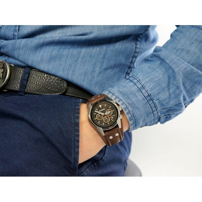 Fossil Coachman Chronograph Black Dial Brown Leather Strap Watch for Men - CH2891 Buy Now By Fossil
