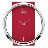 Calvin Klein Glam Transparent Dial Red Leather Strap Watch for Women - K9423144