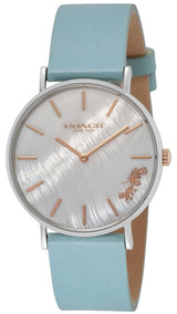 Coach Perry Mother of Pearl White Dial Blue Leather Strap Watch for Women - 14503271 Buy Now By Coach