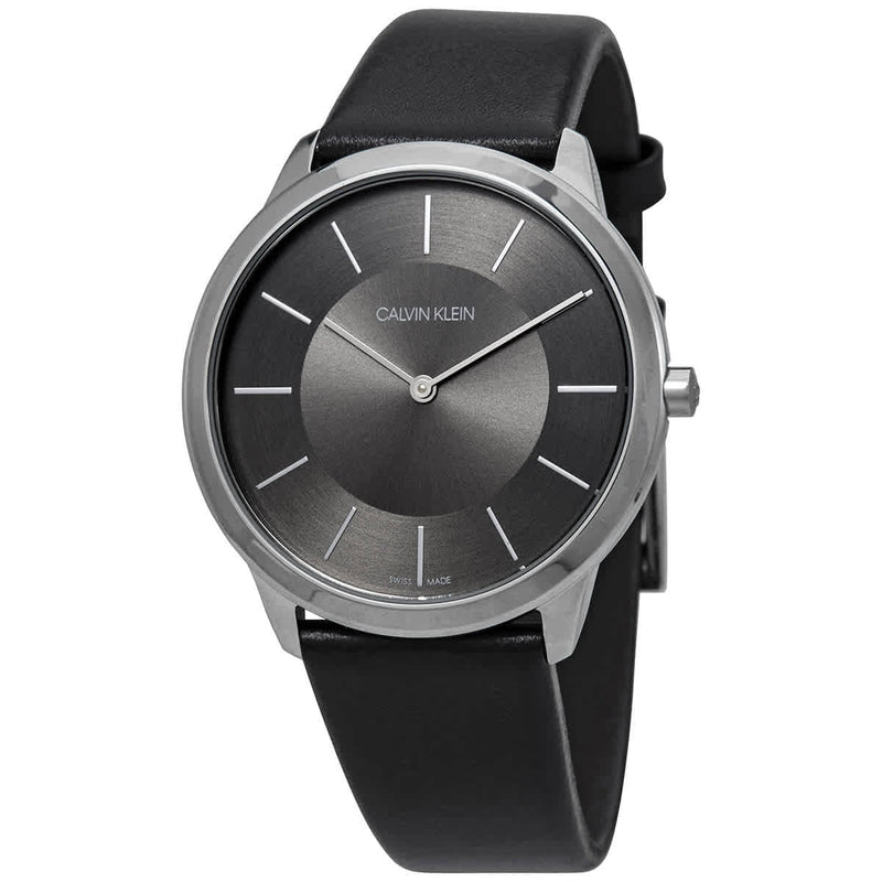 Calvin Klein Minimal Black Dial Black Leather Strap Watch for Men - K3M211C4 Buy Now By Calvin Klein