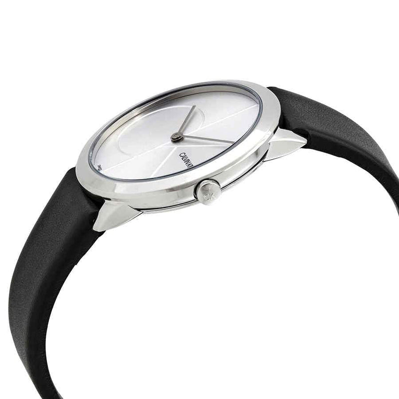 Calvin Klein Minimal Silver Dial Black Leather Strap Watch for Men - K3M221CY Buy Now By Calvin Klein