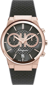 Shop Salvatore Ferragamo Sapphire Chrono Black Dial Black Rubber Strap Watch for Men - SFME00721 in USA