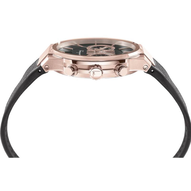 Shop Salvatore Ferragamo Sapphire Chrono Black Dial Black Rubber Strap Watch for Men - SFME00721 in USA