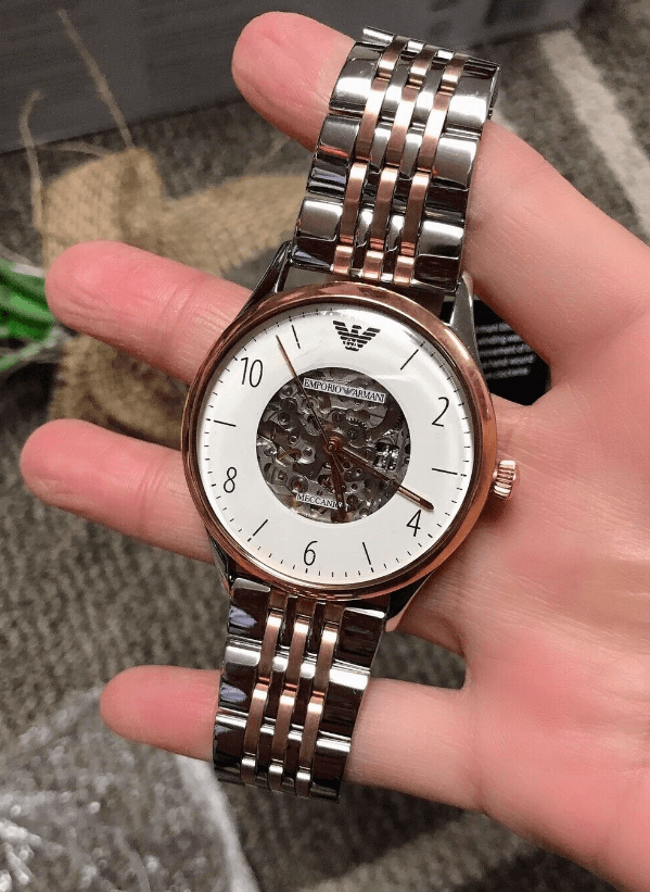 Emporio Armani Meccanico White Dial Two Tone Steel Strap Watch For Men - AR1921 Buy Now By Emporio Armani