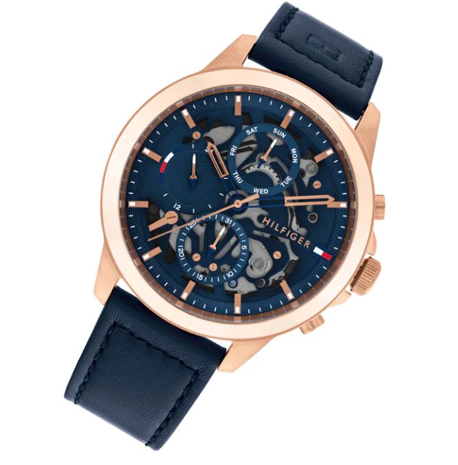 Tommy Hilfiger Henry Chronograph Quartz Blue Dial Blue Leather Strap Watch For Men - 1710475 Buy Now By Tommy Hilfiger
