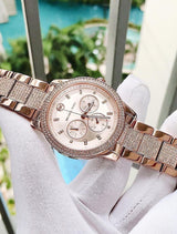 Michael Kors Tibby Chronograph Crystals Rose Gold Dial Rose Gold Steel Strap Watch For Women - MK6826 Buy Now By Michael Kors