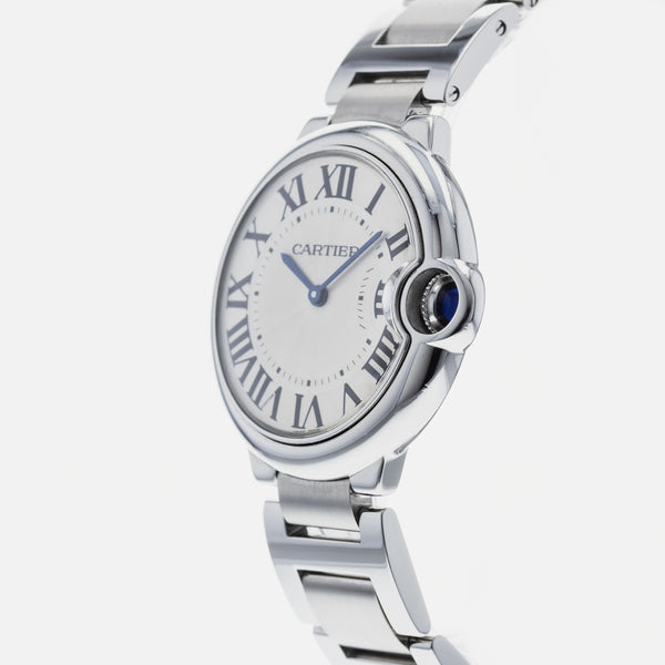 Shop Cartier Ballon Bleu De Cartier Silver Dial Silver Steel Strap Watch for Women - W69011Z4 in USA